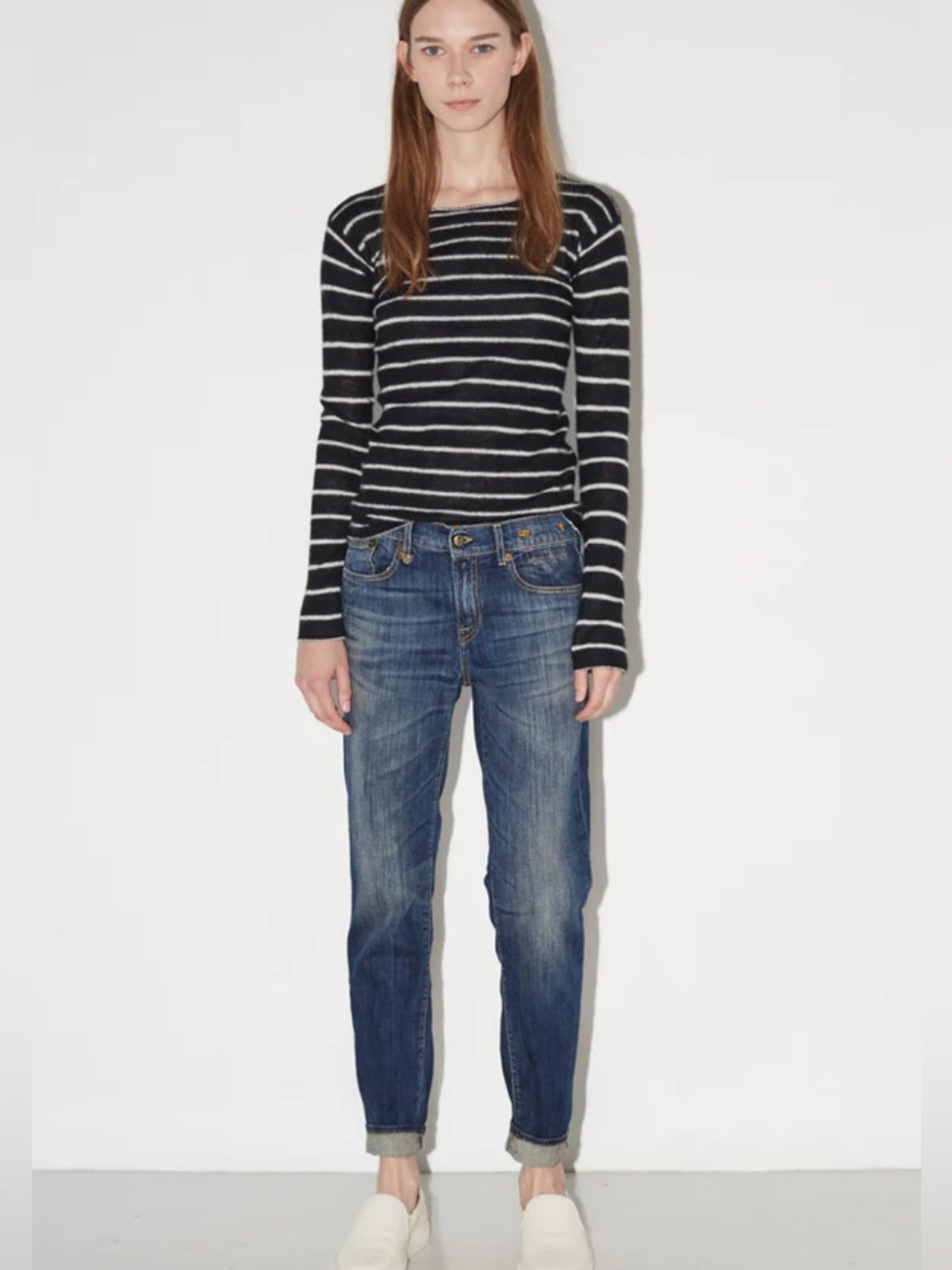 R13 Relaxed Skinny Jeans Tapered Skinny Hemline size 28 Made In Italy